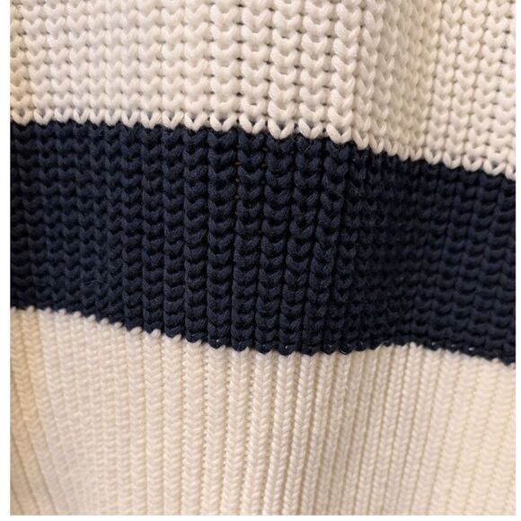 Polo Ralph Lauren O Lace Up Striped Knit Sweater in Cream and Navy Women's Large - Picture 7 of 10